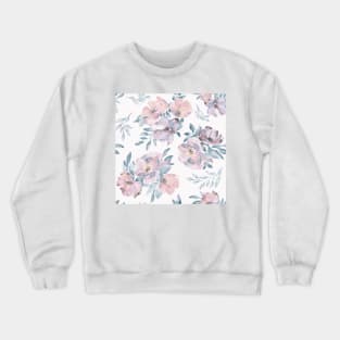 Watercolor of pink and purple flowers with blue leaves Crewneck Sweatshirt